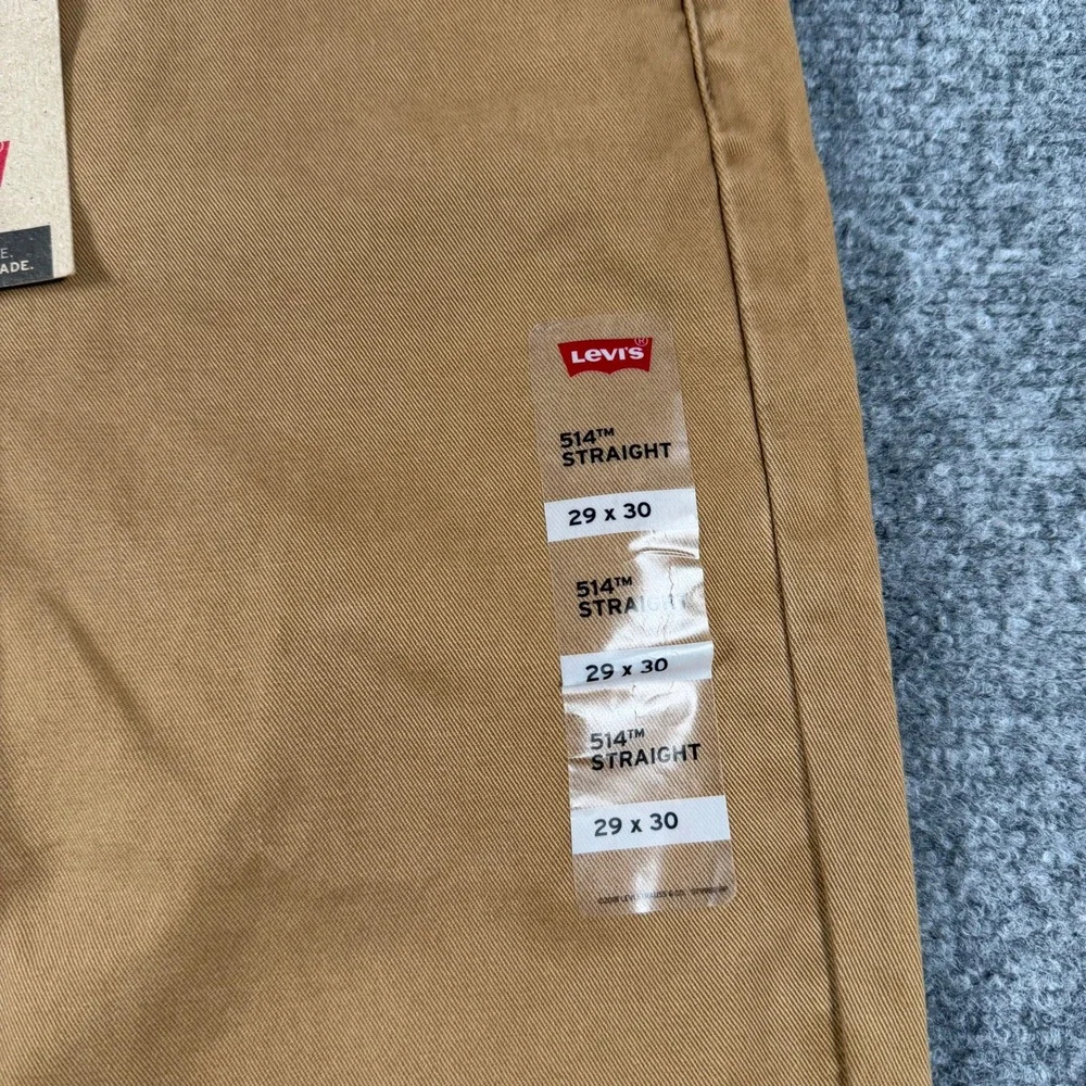 Levi's 514 Straight Pants Mens 29x30 Tan Brown Twill Casual Chino Trousers NWT